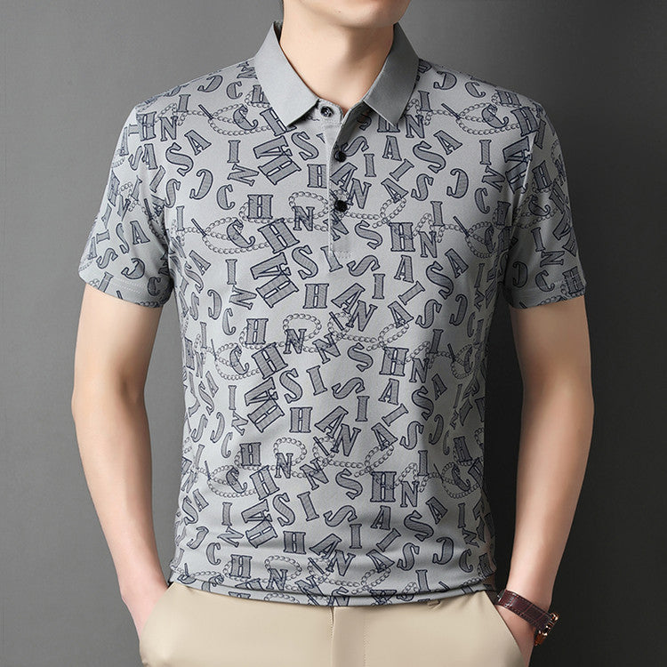Summer Men's Printed Short-Sleeve Polo Shirt