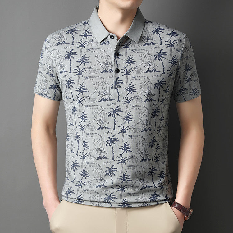 Summer Men's Printed Short-Sleeve Polo Shirt
