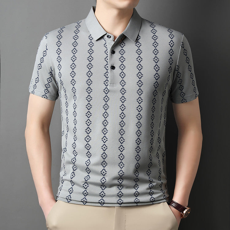 Summer Men's Printed Short-Sleeve Polo Shirt