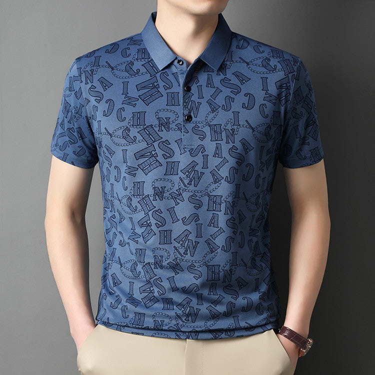 Summer Men's Printed Short-Sleeve Polo Shirt