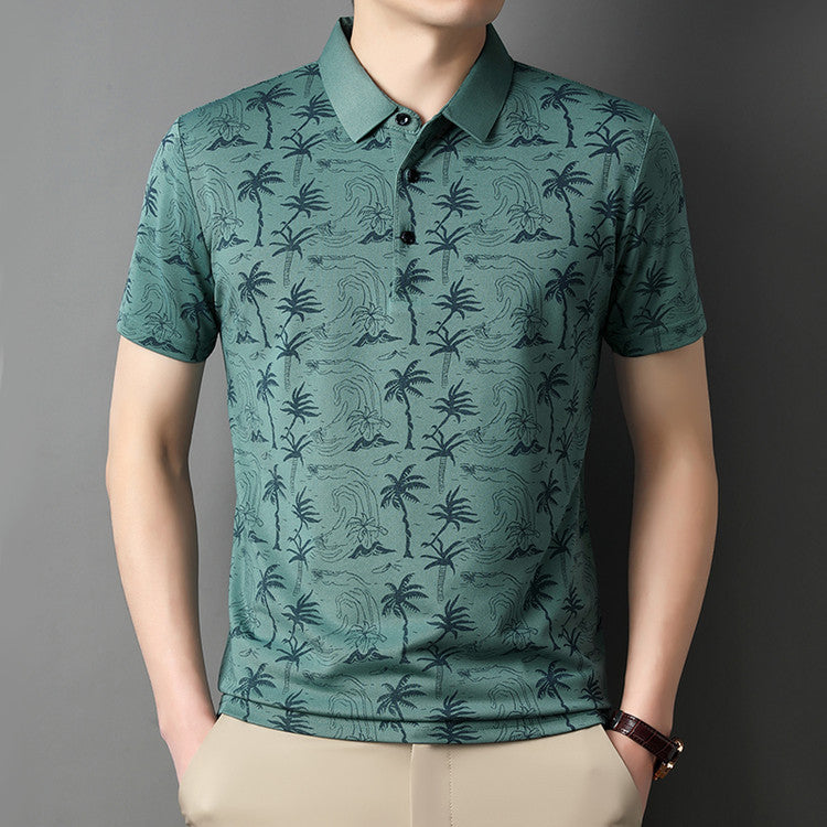 Summer Men's Printed Short-Sleeve Polo Shirt