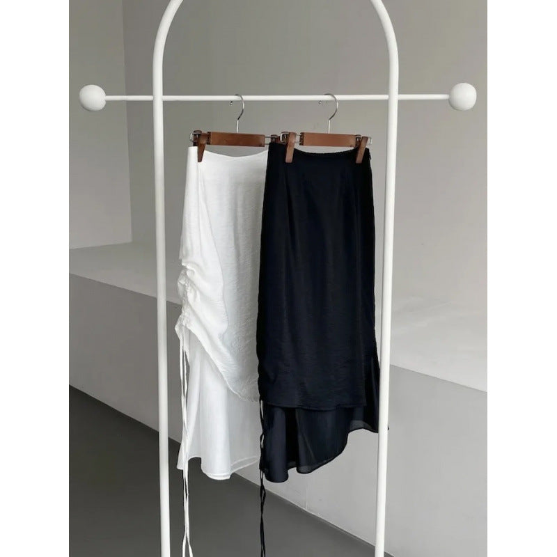 Gentle-style Chic Figure-hugging Asymmetrical High-waisted Skirt