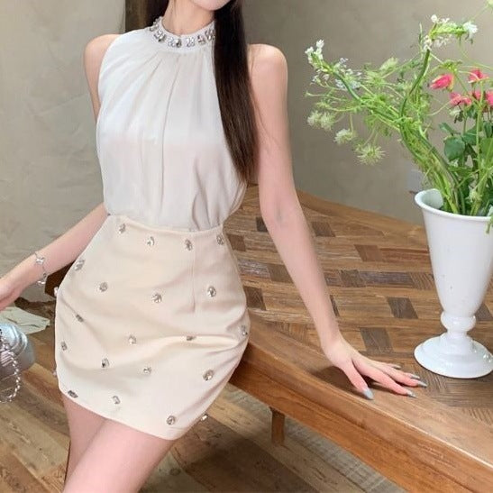 Slimming Chic Sleeveless Halter-Neck Chiffon Shirt