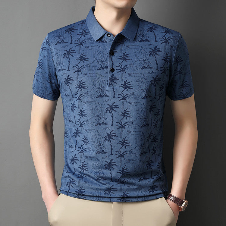 Summer Men's Printed Short-Sleeve Polo Shirt