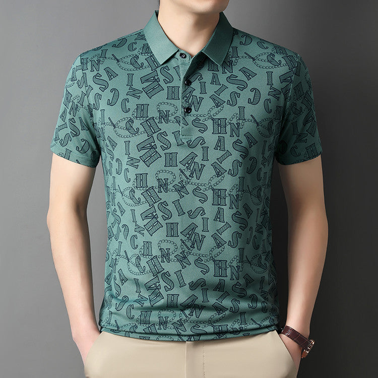 Summer Men's Printed Short-Sleeve Polo Shirt