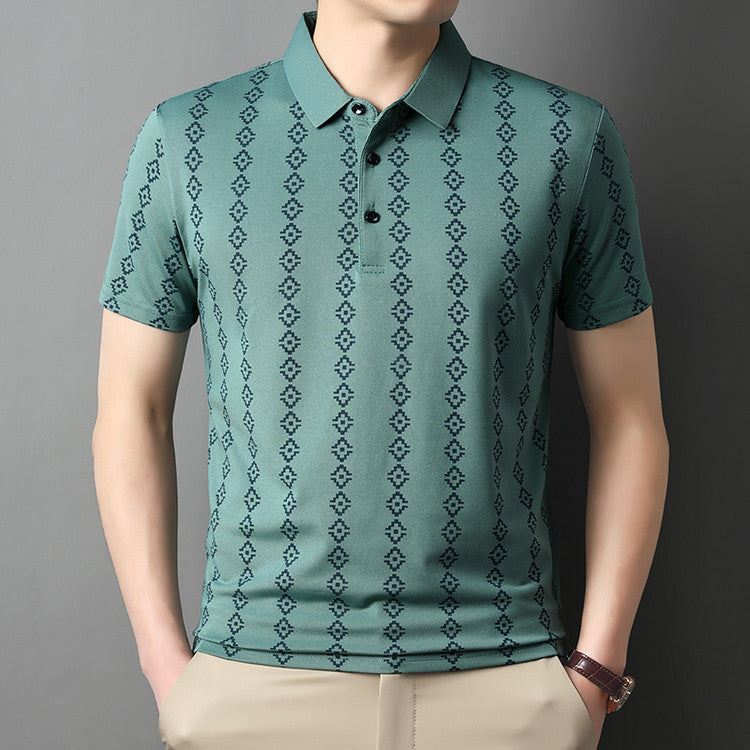 Summer Men's Printed Short-Sleeve Polo Shirt